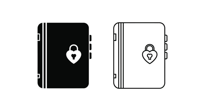 Secure phone lockscreen with padlock and heart icons Vector
