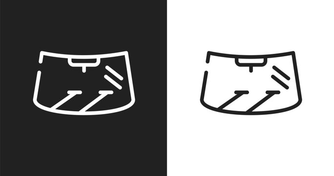 Windscreen icon. Linear black, white icon from car engine collection. Outline windscreen vector. Thin line symbol isolated on white and black background