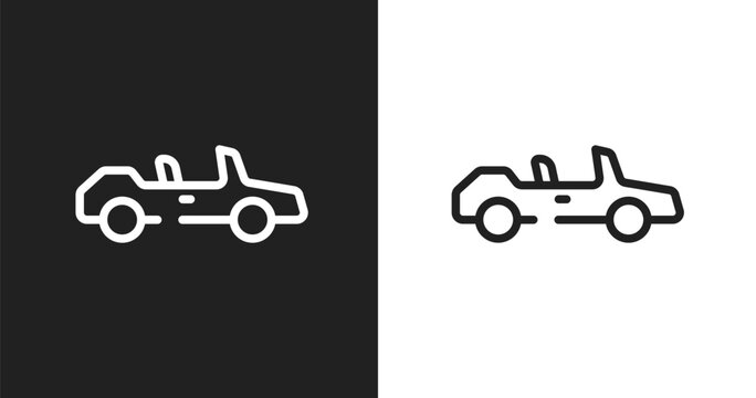 Convertible icon. Linear black, white icon from transportation collection. Outline convertible vector. Thin line symbol isolated on white and black background