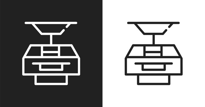 Funicular icon. Linear black, white icon from summer collection. Outline funicular vector. Thin line symbol isolated on white and black background