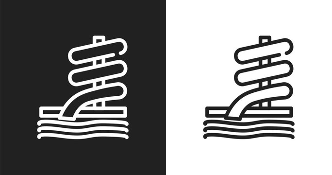 Aqua park icon. Linear black, white icon from summer collection. Outline aqua park vector. Thin line symbol isolated on white and black background