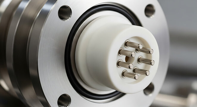 Digital magnetic encoder ring with high-precision read head sensor and wiring. Innovative motion control hardware for industrial automation robots and advanced mechanical positioning technology.