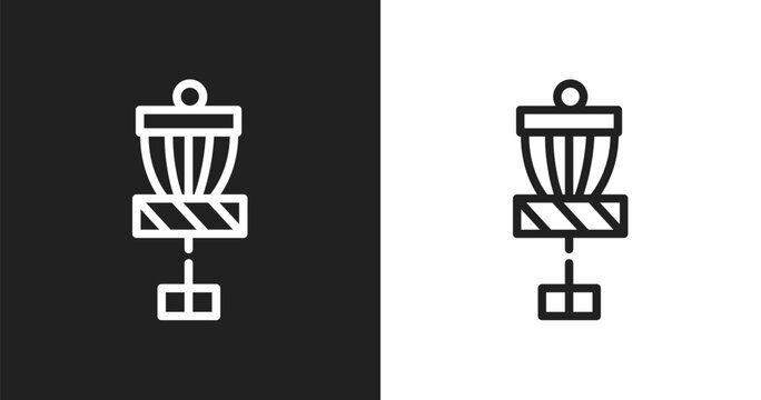 Disc golf icon. Linear black, white icon from summer collection. Outline disc golf vector. Thin line symbol isolated on white and black background