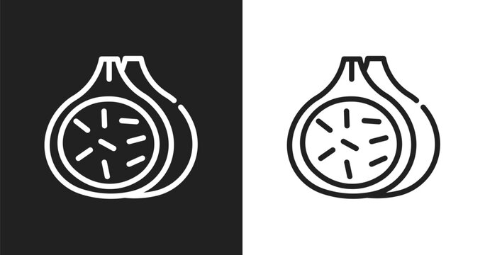 Fig icon. Linear black, white icon from summer collection. Outline fig vector. Thin line symbol isolated on white and black background