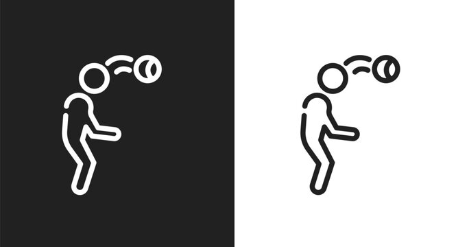 Head hitting icon. Linear black, white icon from soccer collection. Outline head hitting vector. Thin line symbol isolated on white and black background