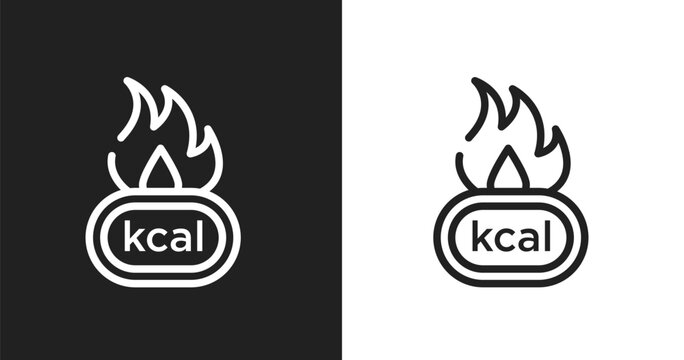 Calories icon. Linear black, white icon from running collection. Outline calories vector. Thin line symbol isolated on white and black background