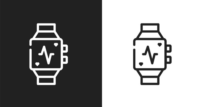 Pulsometer icon. Linear black, white icon from bicycle racing collection. Outline pulsometer vector. Thin line symbol isolated on white and black background