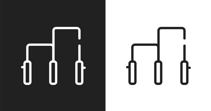 Gym bars icon. Linear black, white icon from gym collection. Outline gym bars vector. Thin line symbol isolated on white and black background