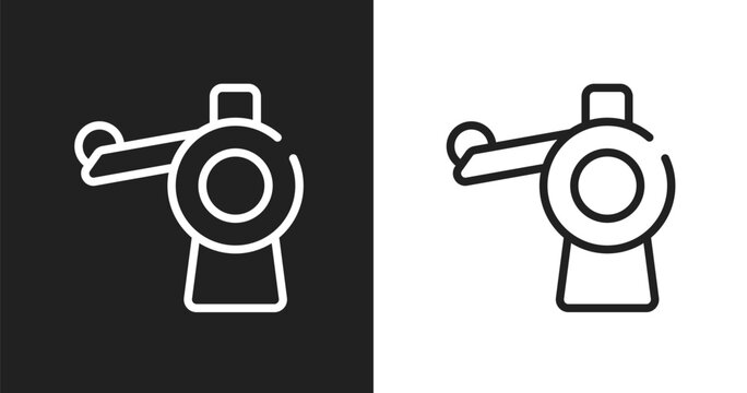 Pitching machine icon. Linear black, white icon from baseball collection. Outline pitching machine vector. Thin line symbol isolated on white and black background