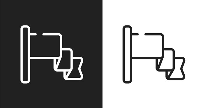 Red flag icon. Linear black, white icon from rewards collection. Outline red flag vector. Thin line symbol isolated on white and black background