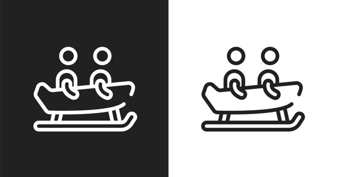 Bobsledding icon. Linear black, white icon from x treme collection. Outline bobsledding vector. Thin line symbol isolated on white and black background