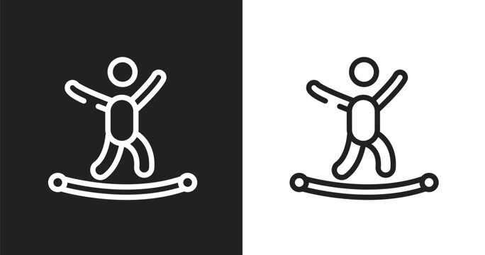 Highlining icon. Linear black, white icon from x treme collection. Outline highlining vector. Thin line symbol isolated on white and black background