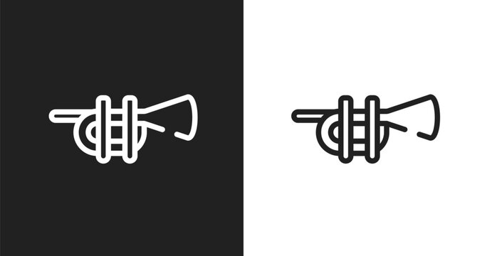 Trumpets icon. Linear black, white icon from winning collection. Outline trumpets vector. Thin line symbol isolated on white and black background