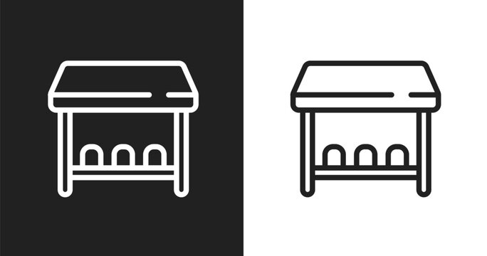 Team bench icon. Linear black, white icon from football collection. Outline team bench vector. Thin line symbol isolated on white and black background