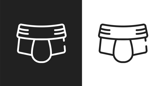 Jockstrap icon. Linear black, white icon from martial arts collection. Outline jockstrap vector. Thin line symbol isolated on white and black background