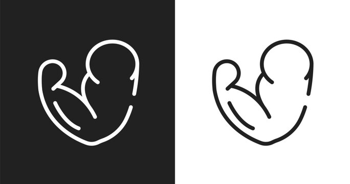 Muscles icon. Linear black, white icon from sports & games collection. Outline muscles vector. Thin line symbol isolated on white and black background
