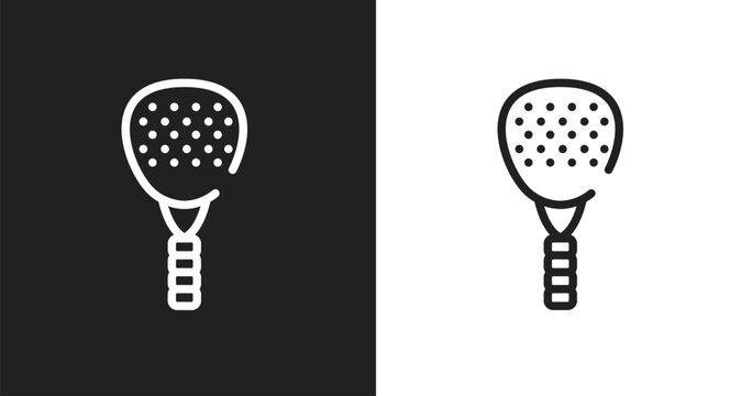 Padel icon. Linear black, white icon from sports collection. Outline padel vector. Thin line symbol isolated on white and black background