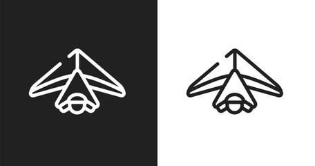 Hang gliding icon. Linear black, white icon from extreme sports collection. Outline hang gliding vector. Thin line symbol isolated on white and black background © VectorStockDesign
