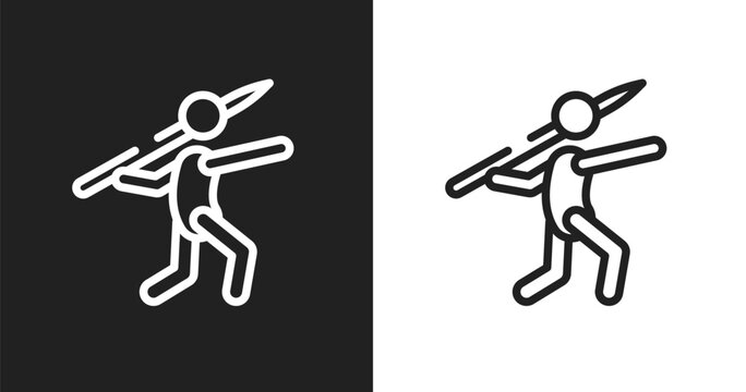 Javelin icon. Linear black, white icon from sport equipment collection. Outline javelin vector. Thin line symbol isolated on white and black background