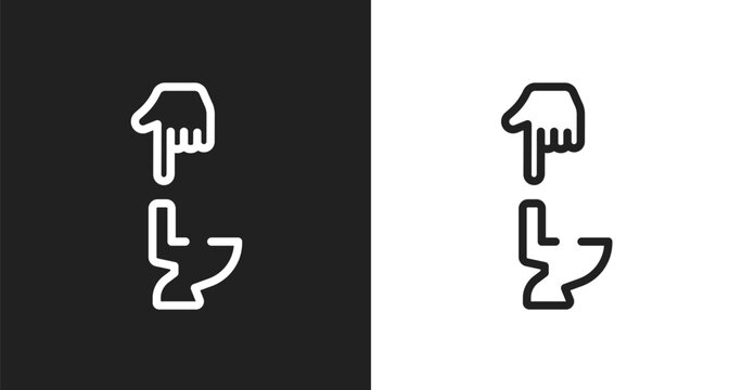 Flush icon. Linear black, white icon from toilet collection. Outline flush vector. Thin line symbol isolated on white and black background