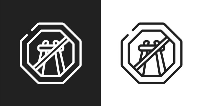 End motorway icon. Linear black, white icon from traffic signs collection. Outline end motorway vector. Thin line symbol isolated on white and black background