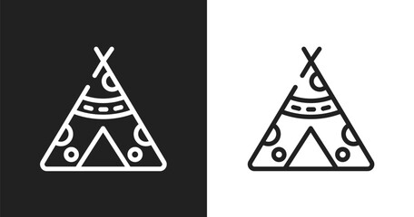 Native american wigwam icon. Linear black, white icon from american indigenous signals collection. Outline native american wigwam icon vector. Thin line symbol for use on web and mobile apps, logo, © VectorStockDesign