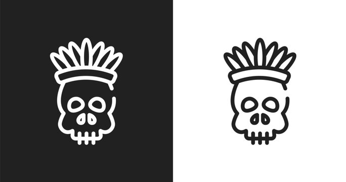 Native american skull icon. Linear black, white icon from american indigenous signals collection. Outline native american skull icon vector. Thin line symbol for use on web and mobile apps, logo,