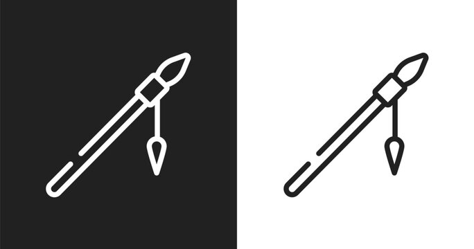 Native american spear icon. Linear black, white icon from american indigenous signals collection. Outline native american spear icon vector. Thin line symbol for use on web and mobile apps, logo,