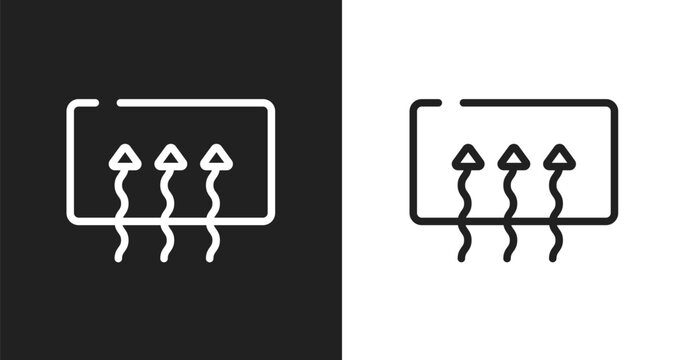 Rear window defrost icon. Linear black, white icon from car dashboard signals collection. Outline rear window defrost vector. Thin line symbol isolated on white and black background