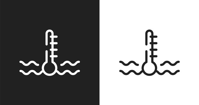 Engine coolant icon. Linear black, white icon from car dashboard signals collection. Outline engine coolant vector. Thin line symbol isolated on white and black background