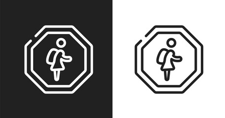 Fototapeta premium School zone icon. Linear black, white icon from indications collection. Outline school zone vector. Thin line symbol isolated on white and black background