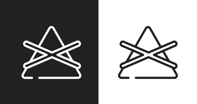 Do not bleach icon. Linear black, white icon from laundry instructions collection. Outline do not bleach vector. Thin line symbol isolated on white and black background