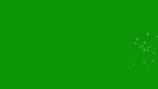 Glowing sparkle stars animation, magic glitter dust trail, white twinkling particles shimmer, curved star motion burst, seamless shiny transition overlay, luxury visual effect green background 4k