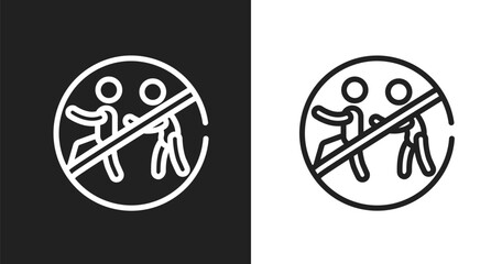 Obraz premium Chasing prohibited icon. Linear black, white icon from swimming pool rules collection. Outline chasing prohibited vector. Thin line symbol isolated on white and black background