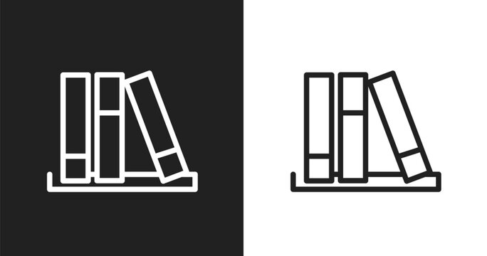 Three books icon. Linear black, white icon from poi public places collection. Outline three books vector. Thin line symbol isolated on white and black background