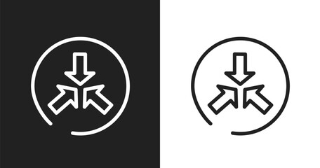 Obraz premium Converging icon. Linear black, white icon from us road signs collection. Outline converging vector. Thin line symbol isolated on white and black background