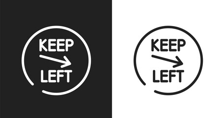 Obraz premium Keep left icon. Linear black, white icon from us road signs collection. Outline keep left vector. Thin line symbol isolated on white and black background