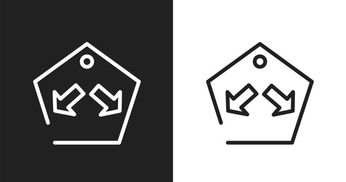 Keep in lane icon. Linear black, white icon from us road signs collection. Outline keep in lane vector. Thin line symbol isolated on white and black background