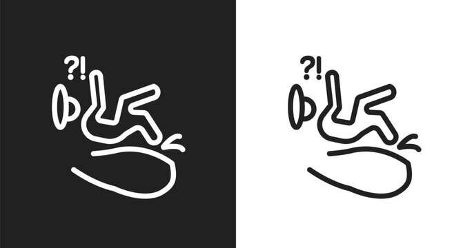 Slip icon. Linear black, white icon from us road signs collection. Outline slip vector. Thin line symbol isolated on white and black background