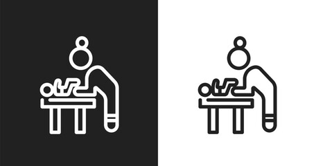 Fototapeta premium Baby changer icon. Linear black, white icon from public services fill collection. Outline baby changer vector. Thin line symbol isolated on white and black background