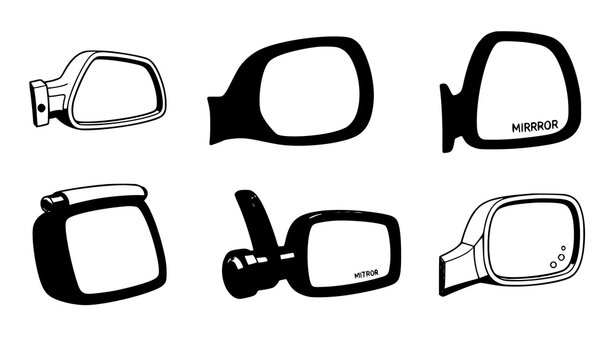 Automobile side mirror cartoon vehicle accessory vector set