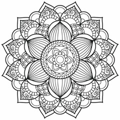 Floral mandala line art coloring page for adults © Kamrul