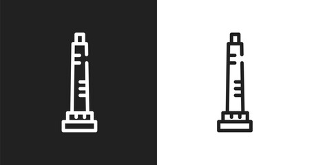 Obraz premium Walled obelisk icon. Linear black, white icon from linear monuments collection. Outline walled obelisk vector. Thin line symbol isolated on white and black background