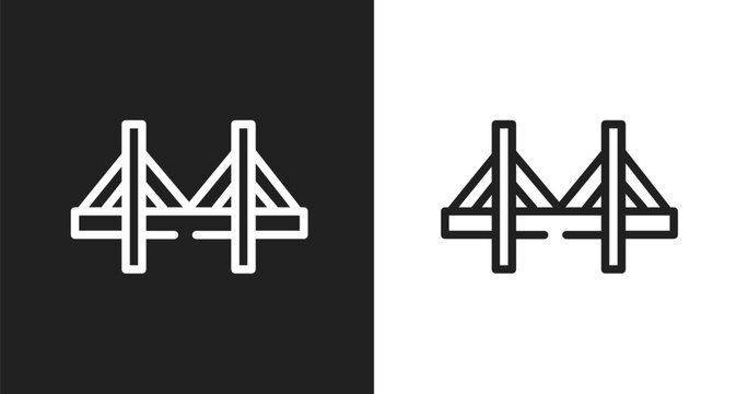 Zakim bridge icon. Linear black, white icon from linear monuments collection. Outline zakim bridge vector. Thin line symbol isolated on white and black background