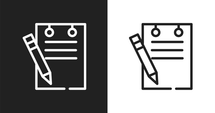 Padnote icon. Linear black, white icon from restaurant elements collection. Outline padnote vector. Thin line symbol isolated on white and black background