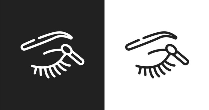 Eye shadow makeup icon. Linear black, white icon from pretty collection. Outline eye shadow makeup vector. Thin line symbol isolated on white and black background