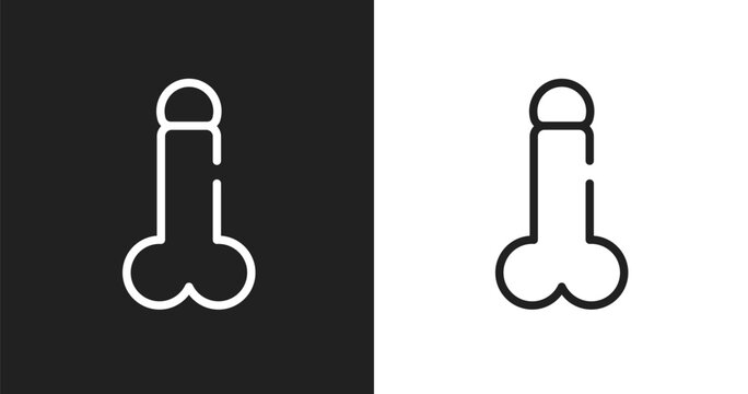 Penis icon. Linear black, white icon from plastic surgery collection. Outline penis vector. Thin line symbol isolated on white and black background