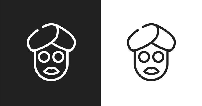 Facial mask icon. Linear black, white icon from sauna collection. Outline facial mask vector. Thin line symbol isolated on white and black background
