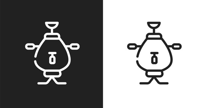 Samovar icon. Linear black, white icon from sauna collection. Outline samovar vector. Thin line symbol isolated on white and black background