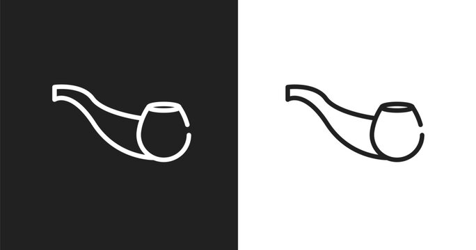 Smoking pipe icon. Linear black, white icon from hipster collection. Outline smoking pipe vector. Thin line symbol isolated on white and black background